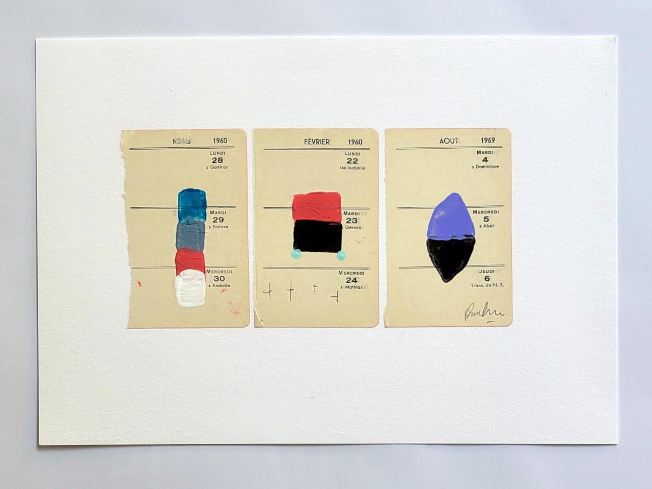 Graphic Poem III - Painting on vintage paper - Image 2