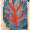 Red Tree - Drawing on Vintage Magazine Page