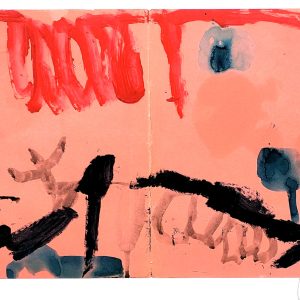 Flowers - Painting on Vintage Pink Paper