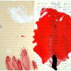 Broken Heart I - Painting on Vintage Handwritten Letter