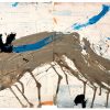 Brown Brushstroke - Drawing on Orange Vintage Paper