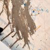 Brown Brushstroke - Drawing on Orange Vintage Paper - Image 4