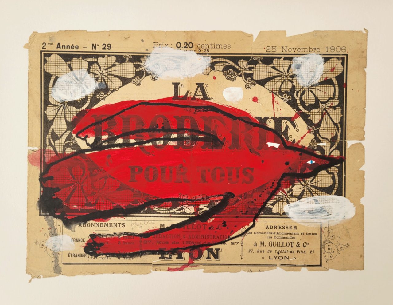 Poetic Bird XV - Painting on Vintage Paper