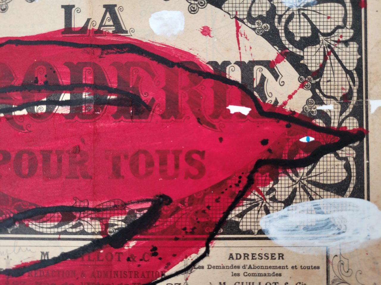 Poetic Bird XV - Painting on Vintage Paper - Image 2