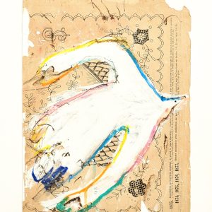 Poetic Bird V - Painting on Vintage Paper
