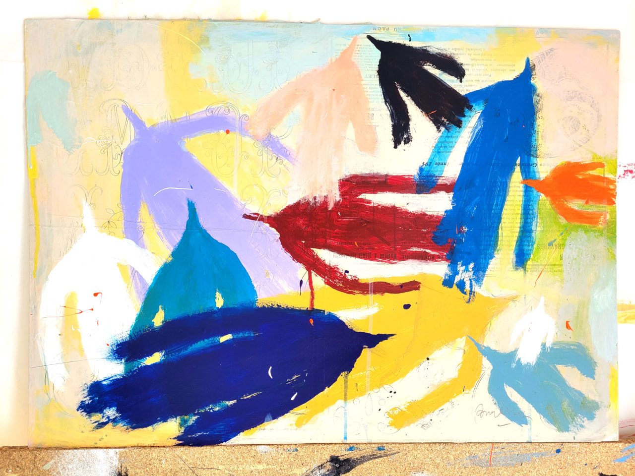 Poetic Birds in Color - Painting on Wood Panel - Image 2