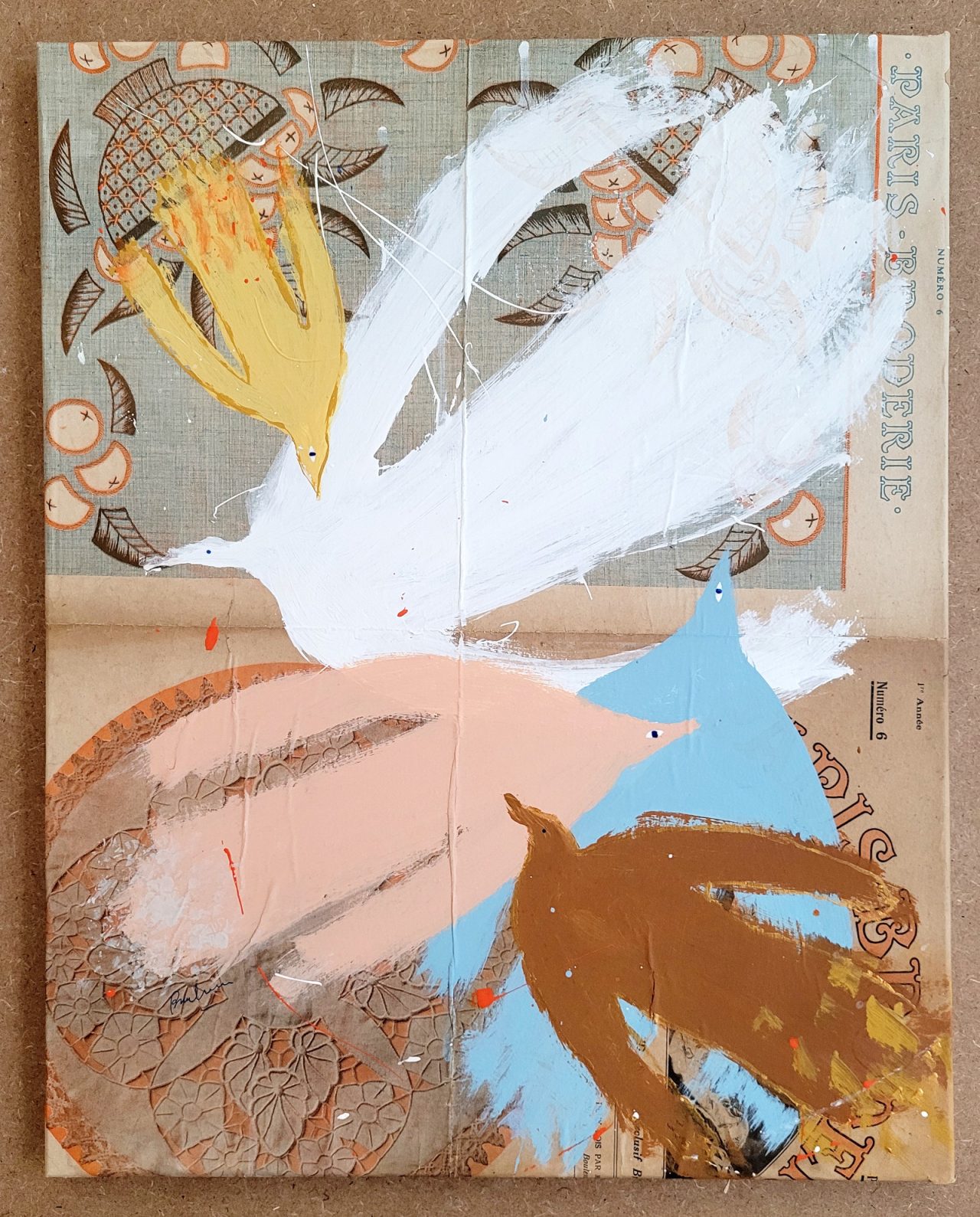 Poetic Birds in Color III - Painting on Canvas - Image 3